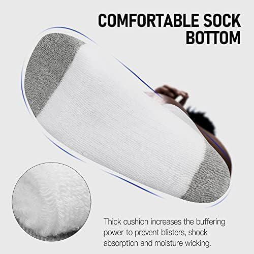 Mens Cushioned Athletic Sports Crew Cotton Socks White - 6 Pairs