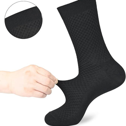 Mens Plain Black Thin Casual Cotton Rich Socks - 10 Pack