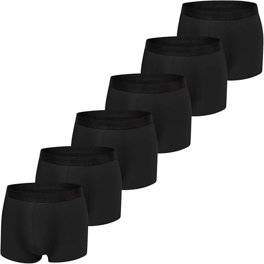 Mens Breathable Cotton Boxer Shorts Black - 6 Pack